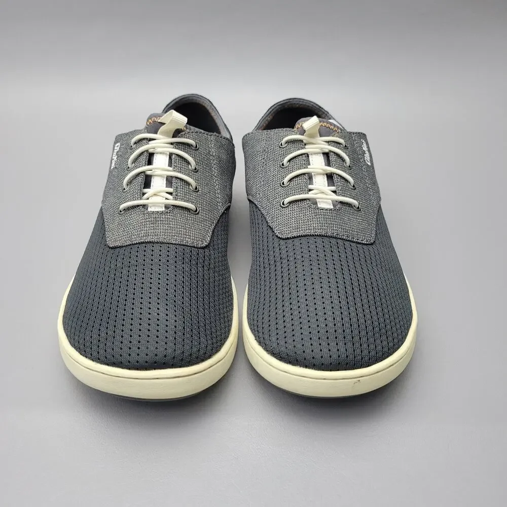 Olukai Nohea Moku Men's Casual Slip On Boat Shoes Size 9 Gray Black